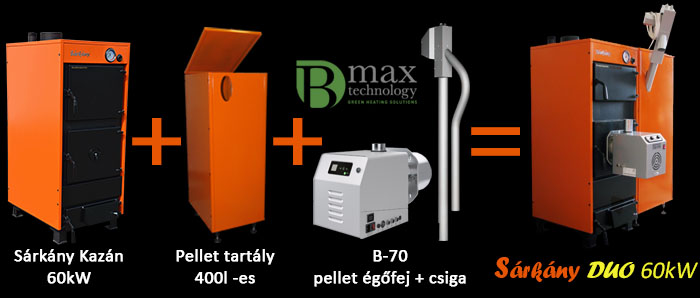 Sárkány DUO 60kW kazán